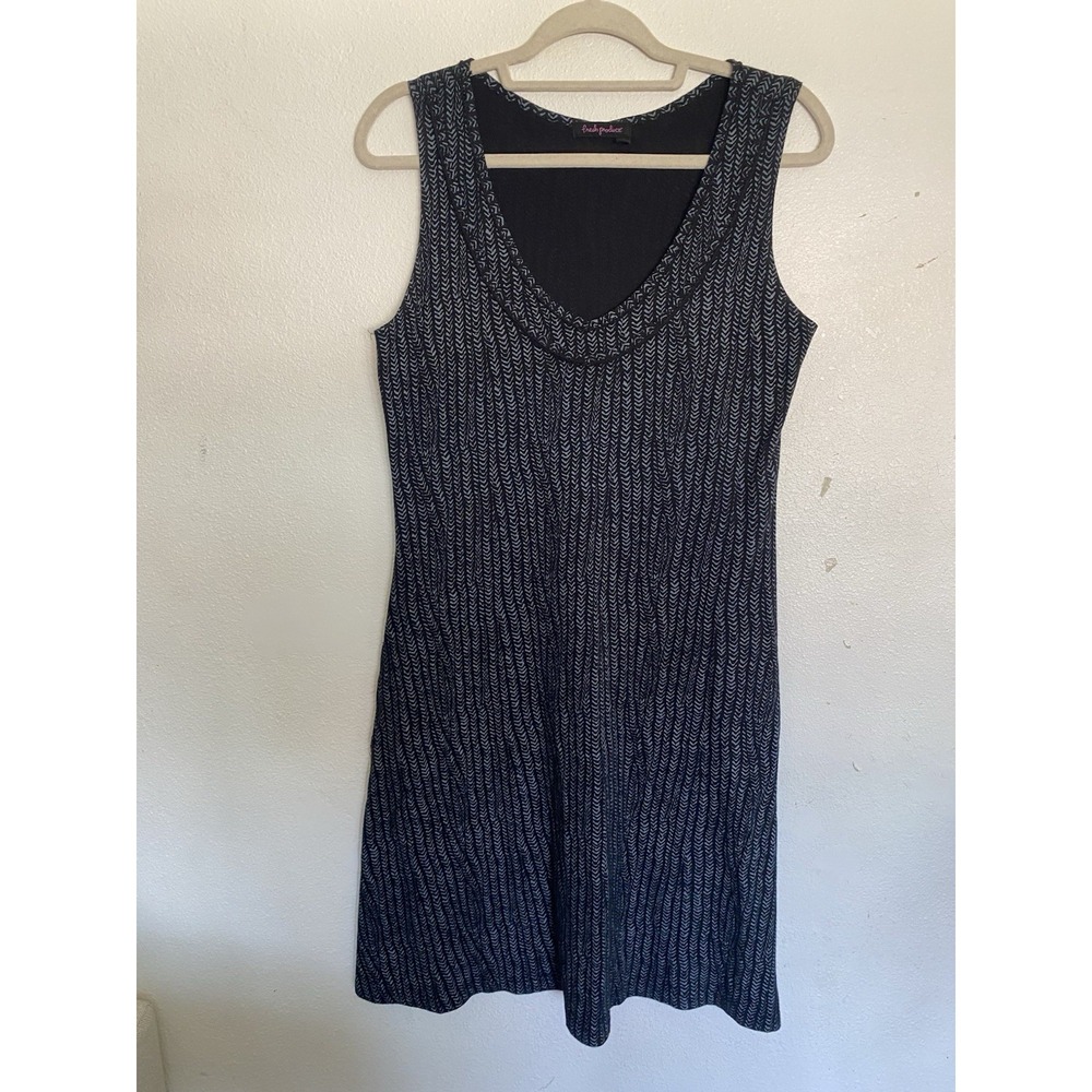 Fresh Produce Dress Womens Sz Small Black Chevron Sleeveless Cotton Pockets